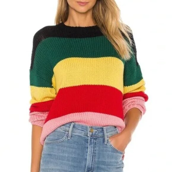 Sundry Striped Crewneck Sweater Women's 1 /Small NWT Multi-color Merino Wool - Picture 1 of 8